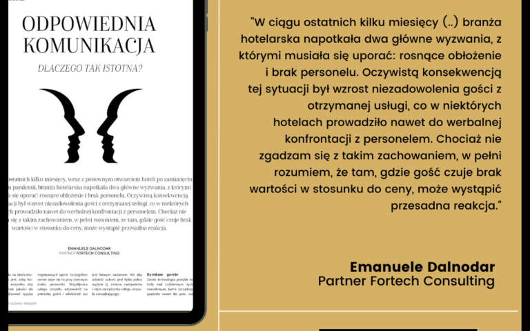 Emanuele Dalnodar na łamach ,,Świata Hoteli” opowiada o roli komunikacji w zarządzaniu obiektem hotelowym